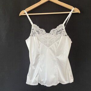 Vintage Vassarette white camisole top lace nylon women's size small lingerie